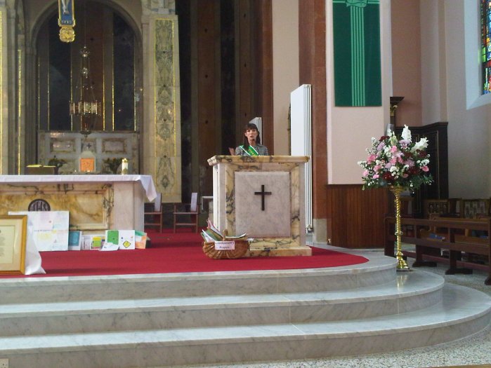 Catherine Wiley Talking in the St Mary's Church in Westport Co. mayo 